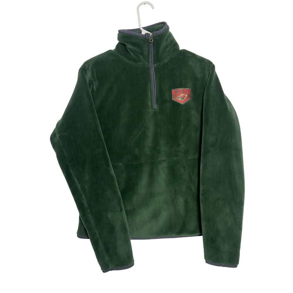 NHL Wild Green Fleece Pullover Medium 1/4 Zip Jacket Officially Licensed